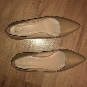 Nude point toe flats
